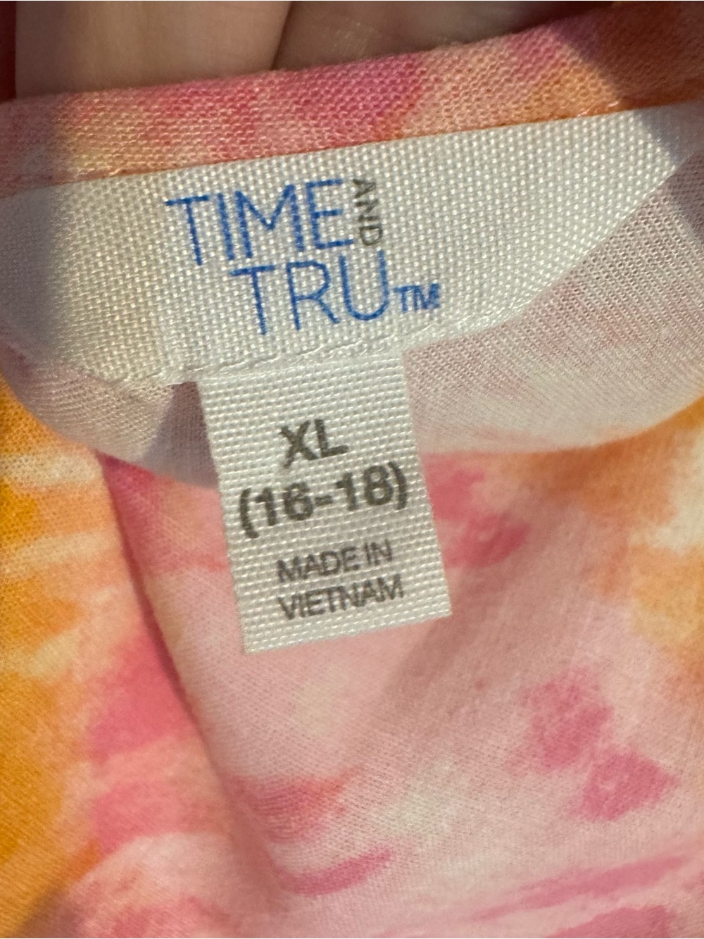 Pink Orange Tie-Dye Sleeveless Linen Blend V-Neck Top PLUS: 16/18 #3 - Picture 8 of 8